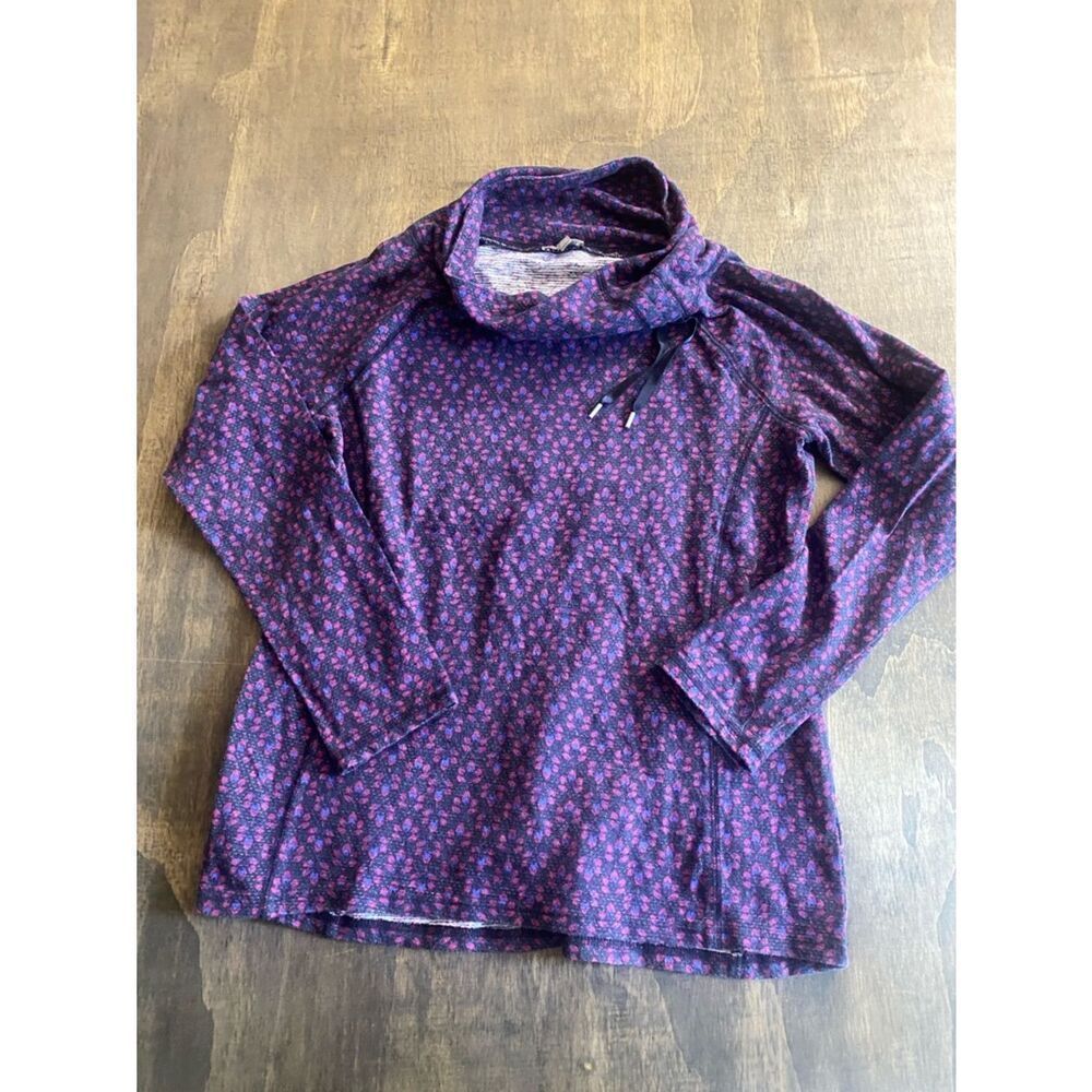 Talbots Purple Floral Cowl Neck Long Sleeve Top